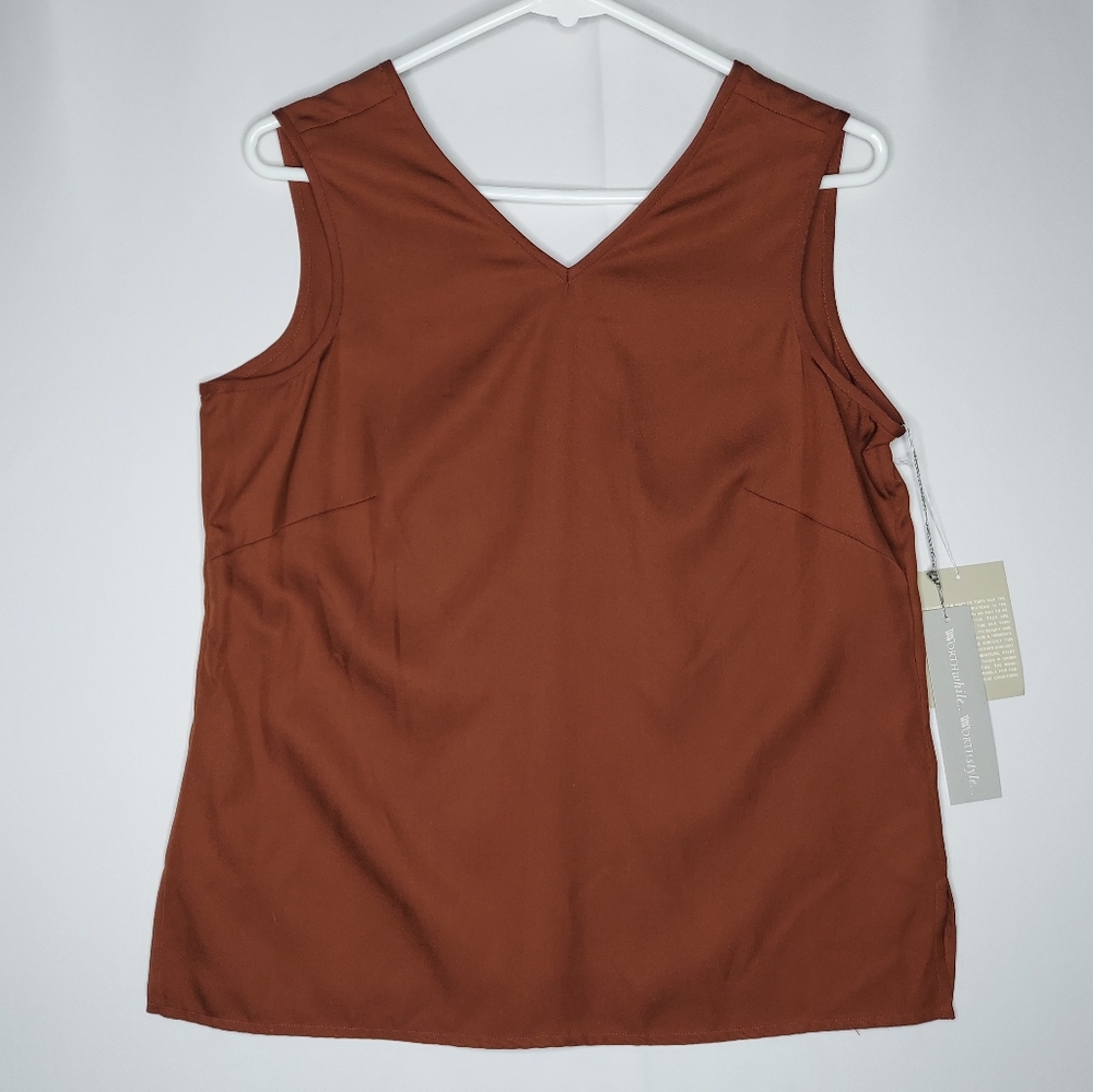 Worth Silk Sleeveless Top 8 High Vneck Sierra Rust Brown Orange Vtg‎ 90's Y2K